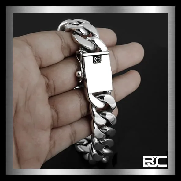Sterling Silver Cuban Curb 5 Oz Biker Mens Bracelet
