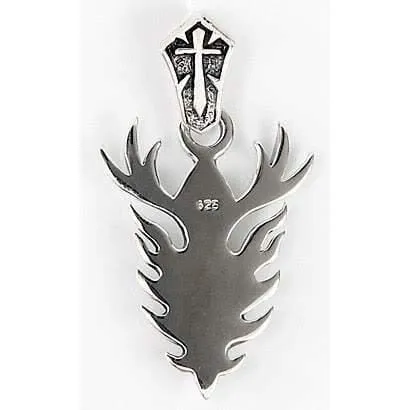 Sterling Silver Flame Skull Biker Pendant