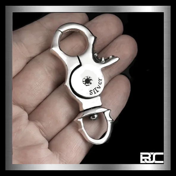 Sterling Silver Heavy Knights Templar Cross Belt Clip Keychain Biker Wallet Connector