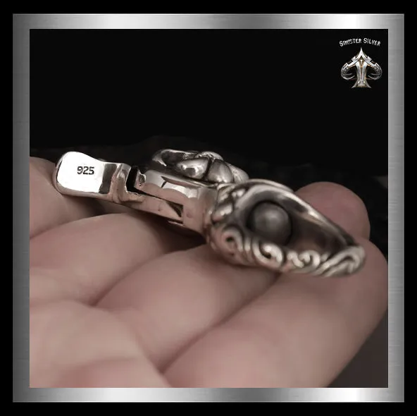 Sterling Silver Massive Fleur De Lis Belt Hook Belt Clip Keychain