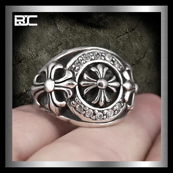Sterling Silver Templar Iron Cross Biker Ring