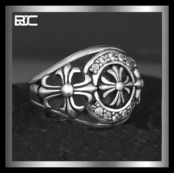 Sterling Silver Templar Iron Cross Biker Ring