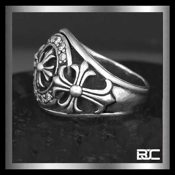 Sterling Silver Templar Iron Cross Biker Ring