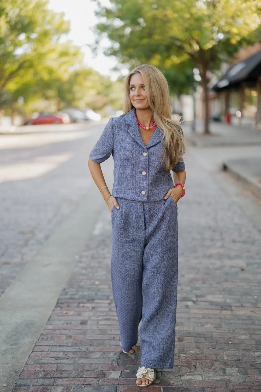 Tatum Blue & Brown Tweed Pants