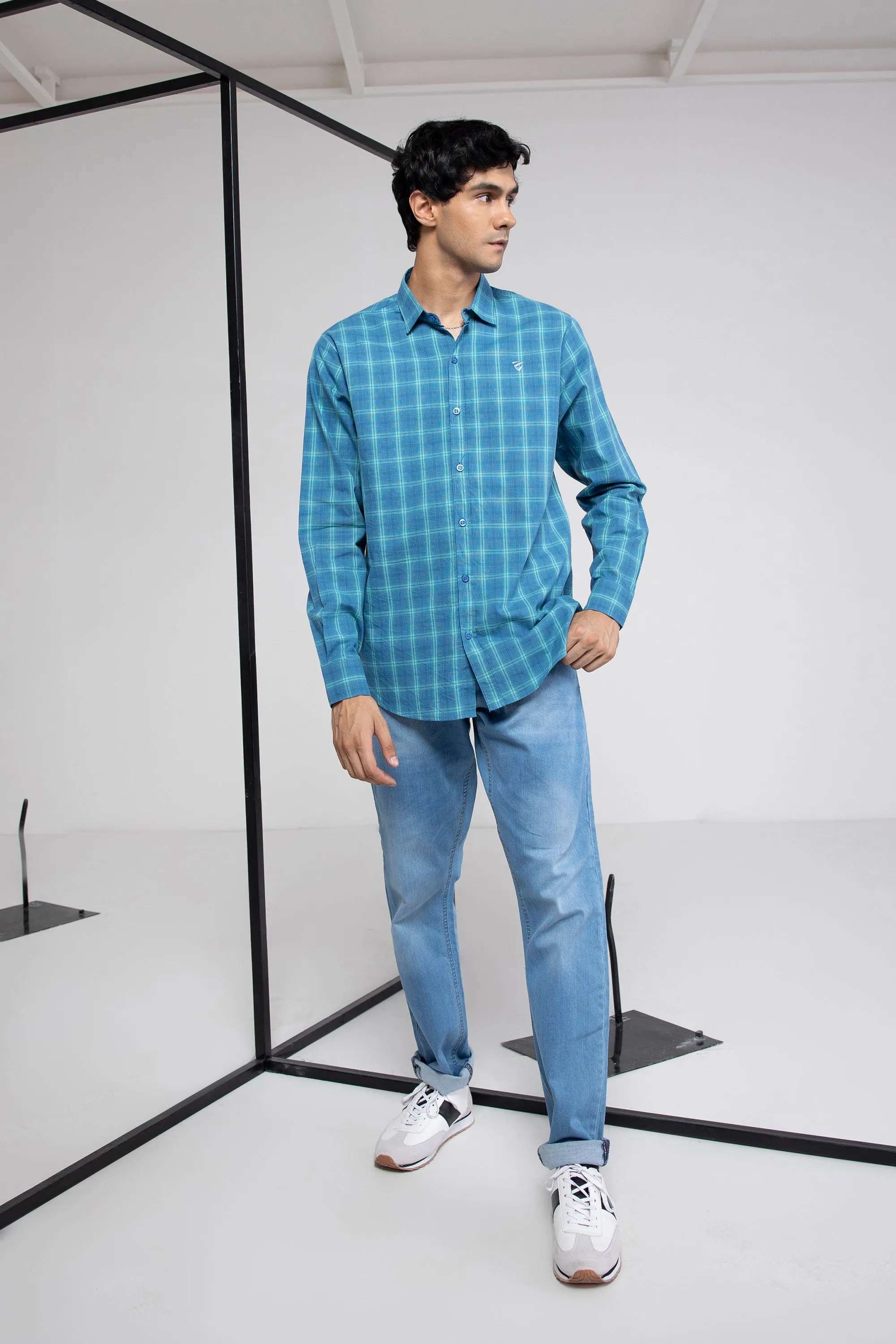 Teal Plaid Shirt