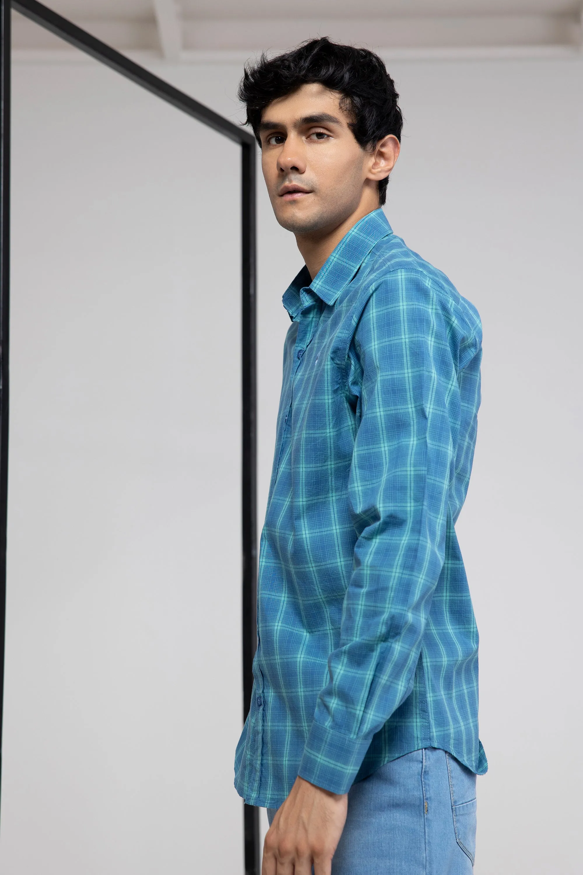 Teal Plaid Shirt
