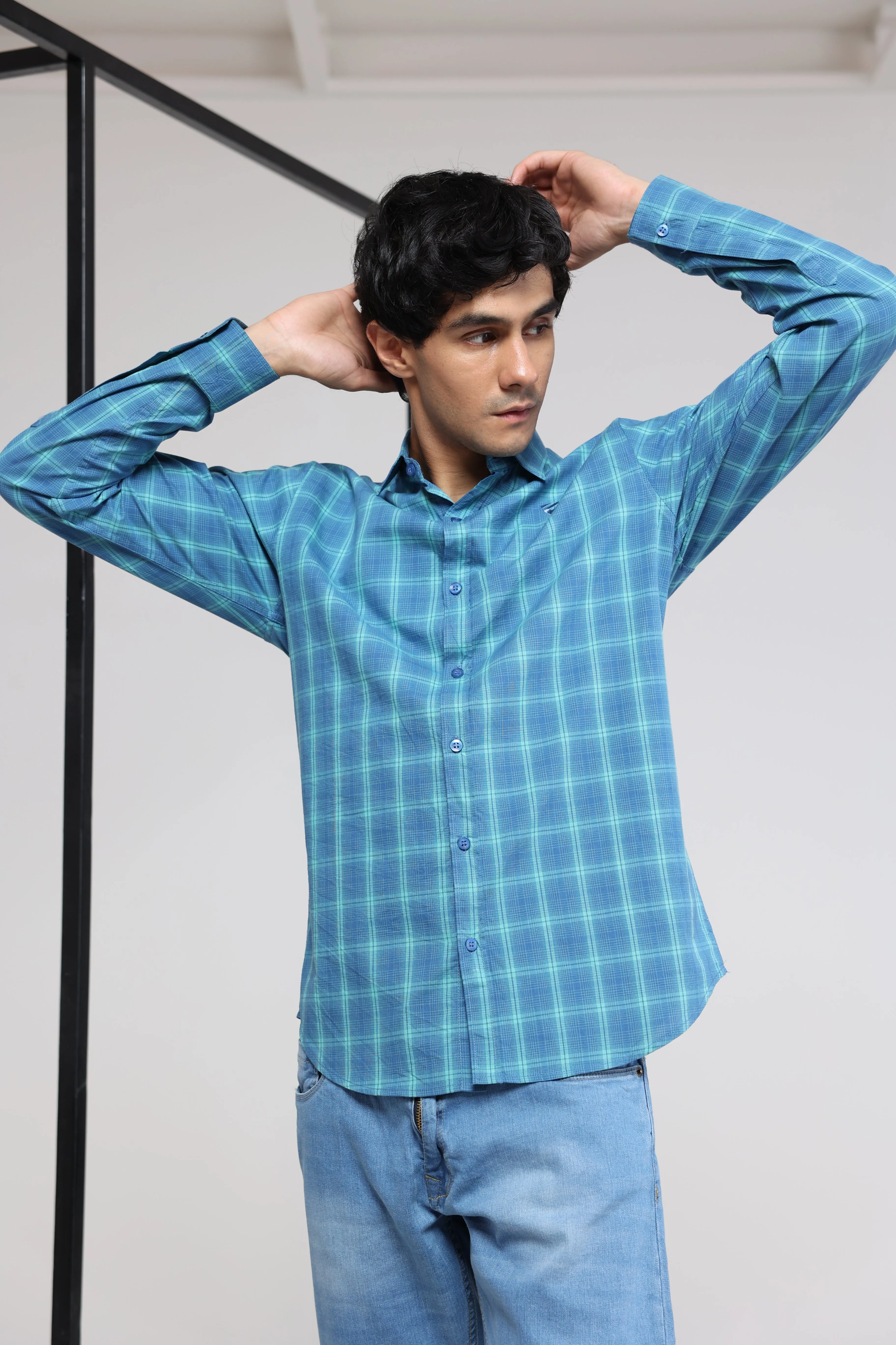 Teal Plaid Shirt