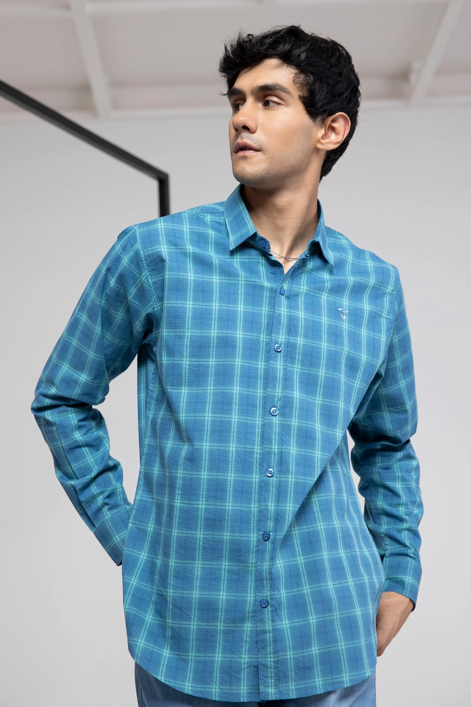 Teal Plaid Shirt