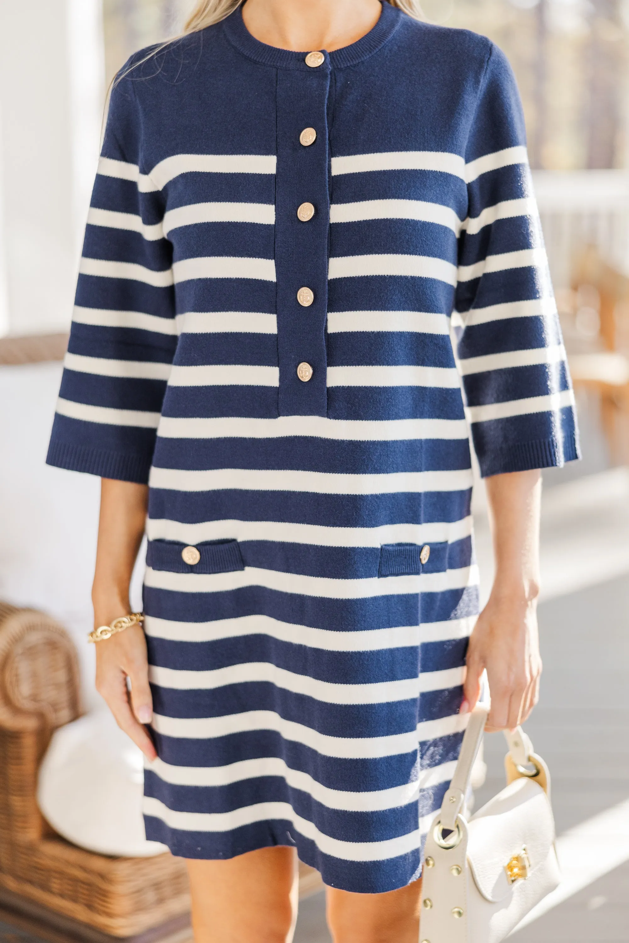 The Cape Cod Navy Blue Striped Dress