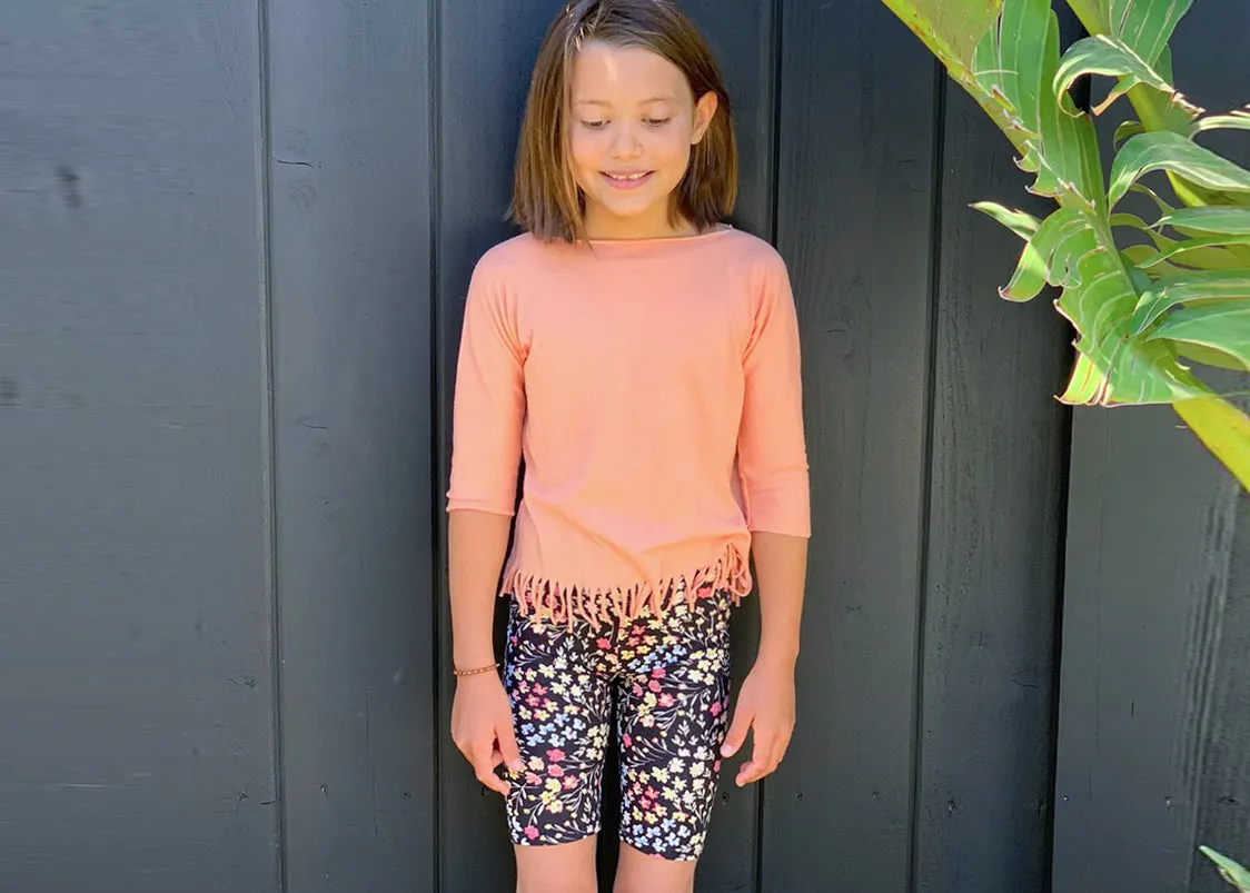 Toddler  Girls Floral Biker Shorts | Black