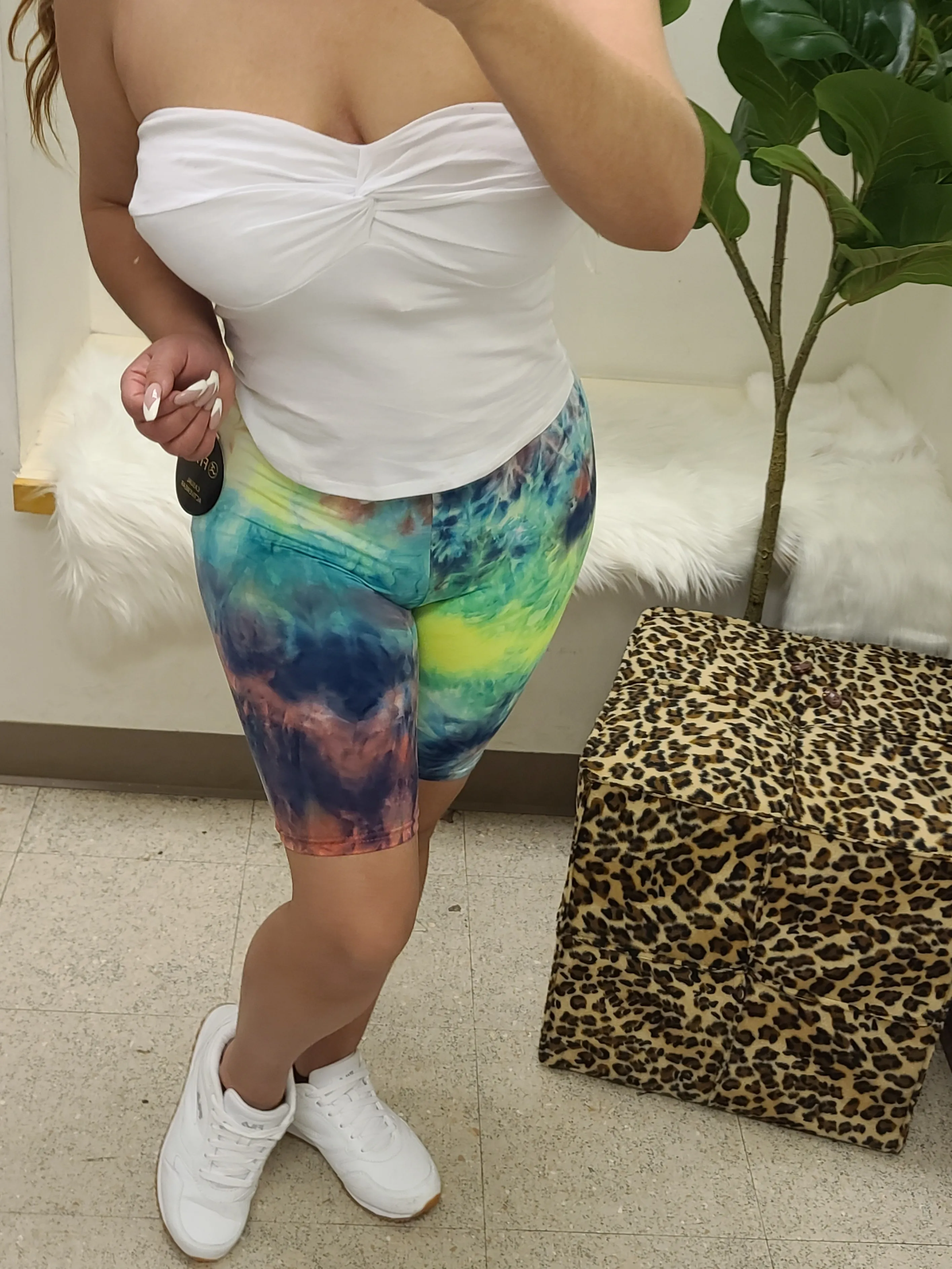 Ziara Tie dye biker shorts GREEN