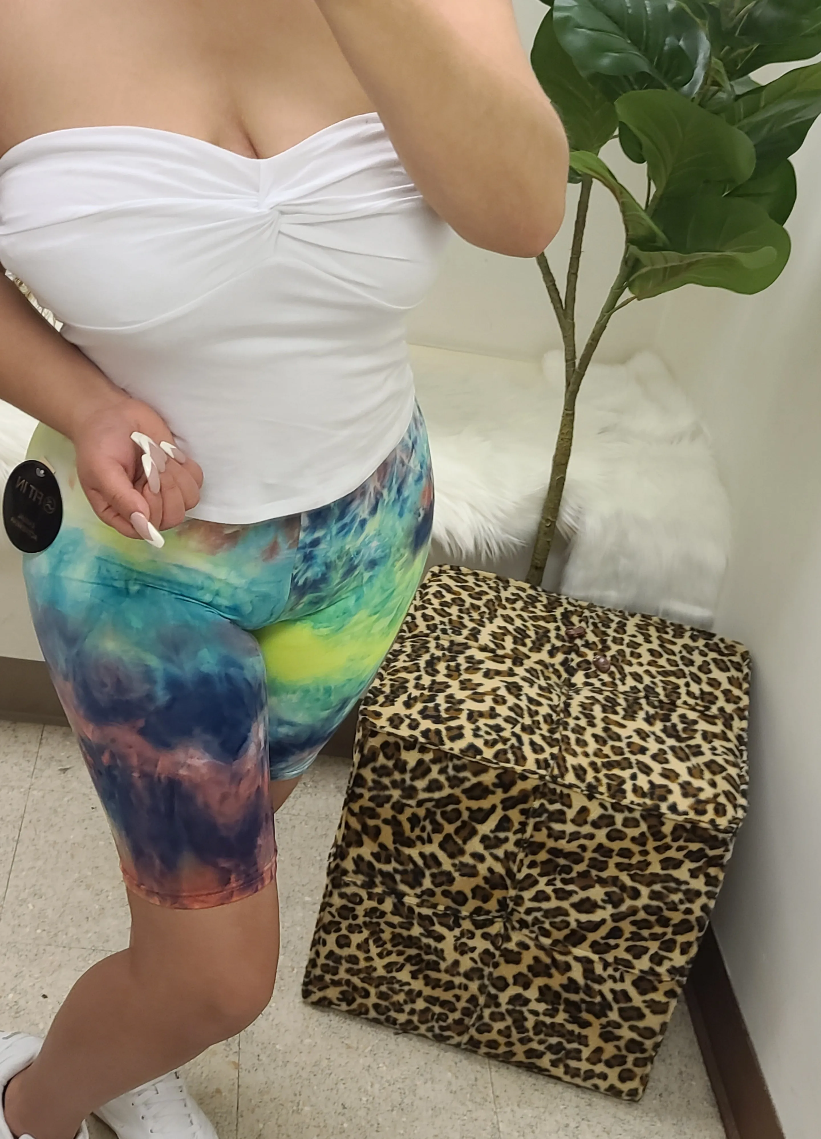 Ziara Tie dye biker shorts GREEN